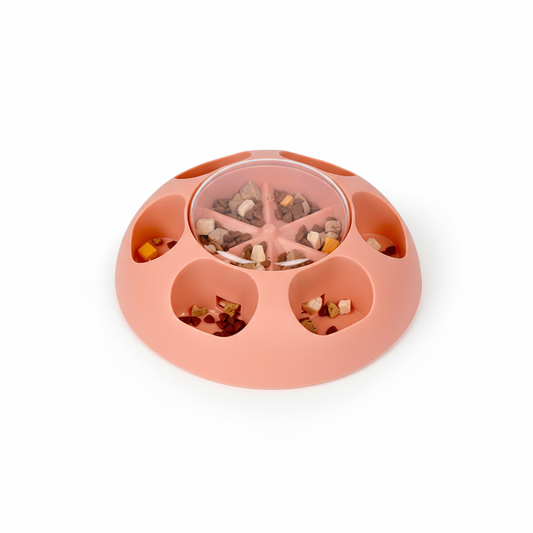 NEXORA Press & Play Puzzle Feeder - Blush Pink top view